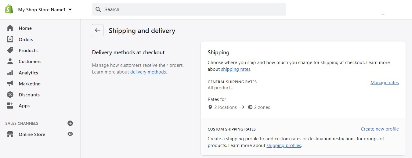 Configure Shipping Specifications