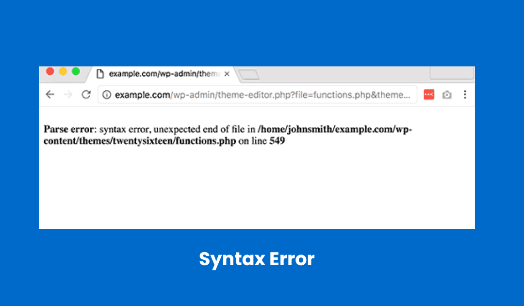Syntax Error In WordPress